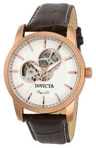 【送料無料】invicta objet d art 22618 mens round white automatic brown leather watch 【送料無料】invicta objet d art 22618 mens round white automatic brown leather watch