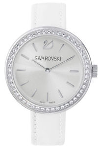 【送料無料】swarovski womens daytime quartz stainless steelwhite leather watch 5095603