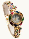 【送料無料】cannaswomens multicolor gold finish round case and links analog quartz wat...