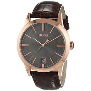 【送料無料】hugo boss mens 42mm brown calf