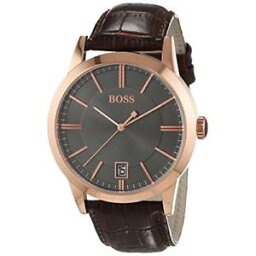 【送料無料】hugo boss mens 42mm brown calfskin stainless steel case quartz watch 1513131