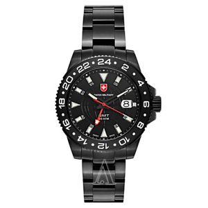 【送料無料】swiss military gmt nero mens q