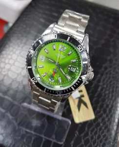 【送料無料】orologio polso yk uomo analogico automatico data elegante silver quad verde lac