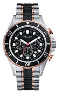 【送料無料】nautica a45001g mens halyard two tone chronograph watchshowroom demo 95