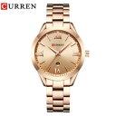 【送料無料】curren top luxury brand womens rose gold calendar casual quartz watch