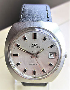 ̵gents 1970s ss technos automatic date watch eta 2783 serviced 6m warranty