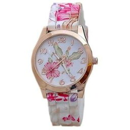 【送料無料】montre silicone motif floral imprim fleur cadran rose cuivr