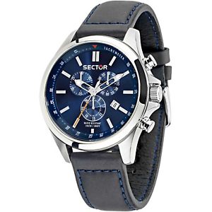 【送料無料】orologio sector 180 r3271690014 uomo watch cronografo pelle nera quadrante blu