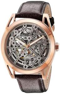 【送料無料】kenneth cole automatic watch 44 mm rose gold with brown leather strap kc8082