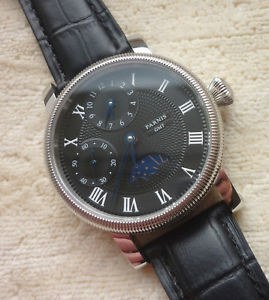 【送料無料】parnis herrenuhr gmt 2te zeitzonemondphase handaufzug 6497 43 mm