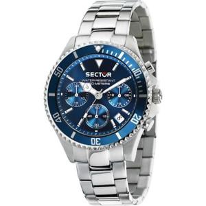 【送料無料】orologio uomo sector 230 r3273661007 chrono bracciale acciaio blu sub 100mt