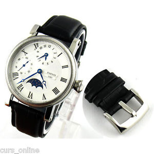 【送料無料】orologio parnis movimento meccanico seagull 6497 funzione gmt fasi lunari pn829