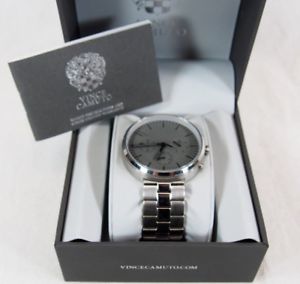 【送料無料】vince camuto vc1098gysv mens analog quartz bracelet watch, 43mm grey silver