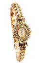 【送料無料】monduwomens gold finish full rhinestones oval case links analoge watch(2)