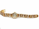 【送料無料】monduwomens full clear bagutte stones gold finish rnd case analog watch