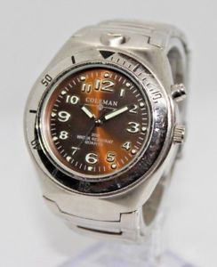 【送料無料】mens coleman 40327 campinghiking flashlight watch, stainless steel wr30m