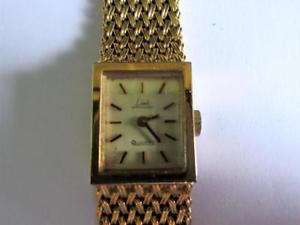 【送料無料】vintage ladies limit international gold plated quartz wristwatch