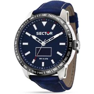【送料無料】orologio uomo sector 850 smart r3251575011 touch pelle blu contapassi calorie