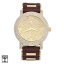 【送料無料】hip hop mens cz techno 14k gold plated bling iced out watches wr 8350 gbr