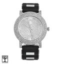 【送料無料】hip hop mens cz techno silver plated bling iced out watches wr 8350 sbk