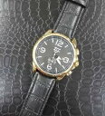 yzds orologio polso zcc uomo golden automatico data cinturino pelle nero ner lac