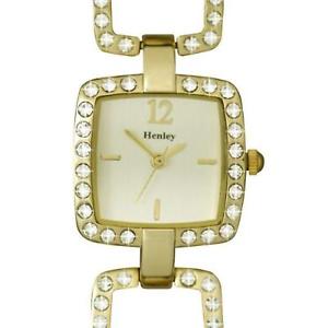 【送料無料】henley glamour ladies square open link gold tone watch 【送料無料】henley glamour ladies square open link gold tone watch