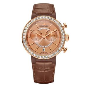 【送料無料】swarovski chronograph watch brown citra sphere rose gold leather swiss(2)