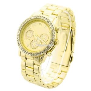 【送料無料】montre mtallique dor strass cadran