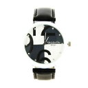 yzdamier noir blanc bracelet cuir womage montre femme mymontre