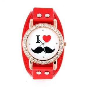 【送料無料】montre moustache bracelet fore tendance rouge mymontre