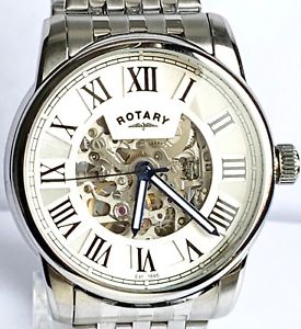 【送料無料】rotary gents automatic skeleton watch