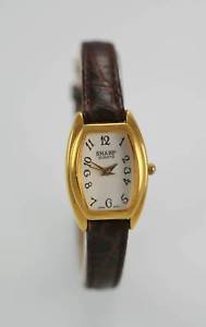【送料無料】sharp white womens stainless steel gold brown leather quartz battery watch 【送料無料】sharp white womens stainless steel gold brown leather quartz battery watch