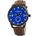 【送料無料】mens akribos xxiv ak938br small seconds genuine leather and canvas strap w...