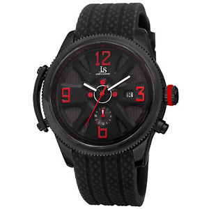 【送料無料】mens joshua amp; sons jx101bk two time zone date polyurethane strap quartz watch