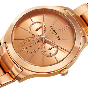 【送料無料】womens akribos xxiv ak952rg military time date complication bracelet watch