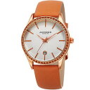 【送料無料】womens akribos xxiv ak964tn rose gold round case tangerine leather strap w...