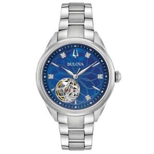 【送料無料】bulova 96p191 womens classic blue mother of pearl automatic steel watch