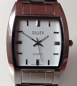 【送料無料】gents large stainless steel gillex quartz bracelet watch working