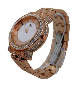 【送料無料】hip hop iced out rapper mens stone studded luxury rose gold iced bling watch