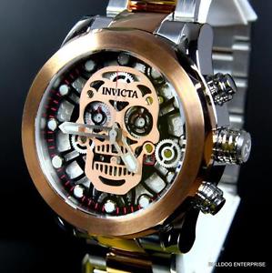 【送料無料】invicta skull collection skeleton chronograph rose gold 2 tone 50mm watch