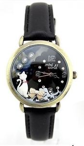 【送料無料】white cat in dark ribbon mini polymer clay watch fashion ladies woman waterproof