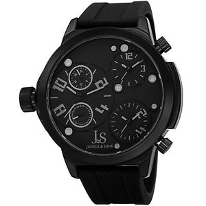 【送料無料】mens joshua amp; sons js40bk triple time zone military time date quartz watch