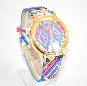 【送料無料】orologio donna oro dorato colorato blu fucsia acciaio ragazza idea regalo e15