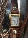 【送料無料】la mer collections womens lmsw3001 goldtone watch with brown leather wrapa(2)