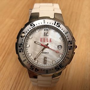 【送料無料】elle lady silver steel moving bezel analog quartz watch hours~date~ battery