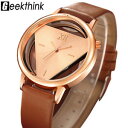 【送料無料】geekthink luxury hollow quartz watch women gold casual leather gifts for h...