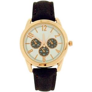 【送料無料】time collection analogue ladies girls chrono effect brown pu strap watch sec02c