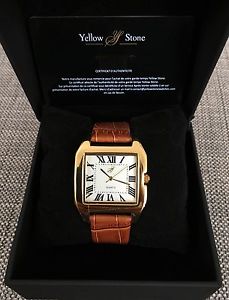 【送料無料】* yellow stone * montre miami gold bracelet similicuir crocodile * neuve *