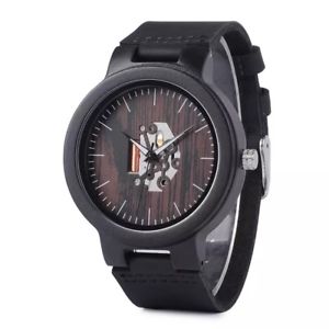 【送料無料】bobo bird mens wooden watch genuine leather wood watch quartz wristwatch