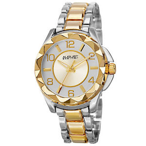 【送料無料】womens august steiner as8159ttg pyramid pattern bezel twotone bracelet watch